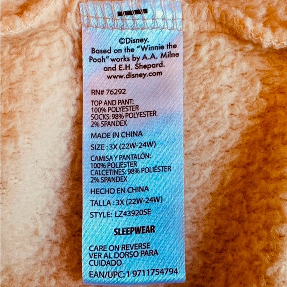 Disney Winnie the Pooh Hunny Sweatshirt‎ 3X Embroidered Plush PJ - Picture 5 of 7